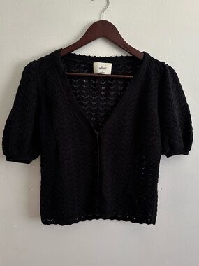 Wilfred Black ‘Fika’ Knit Short Sleeve Cardigan